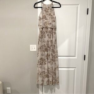 Floral Sleeveless Maxi Dress - Cream and Brown Size 0